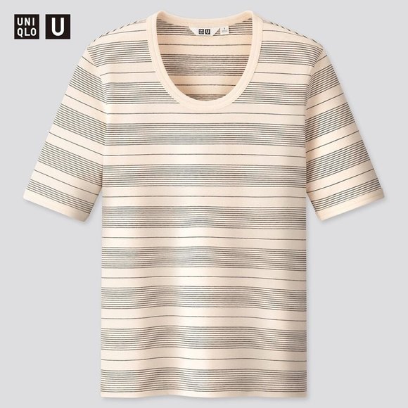 WOMEN Uniqlo U Fitted Striped Short Sleeve T-Shirt - Picture 1 of 2